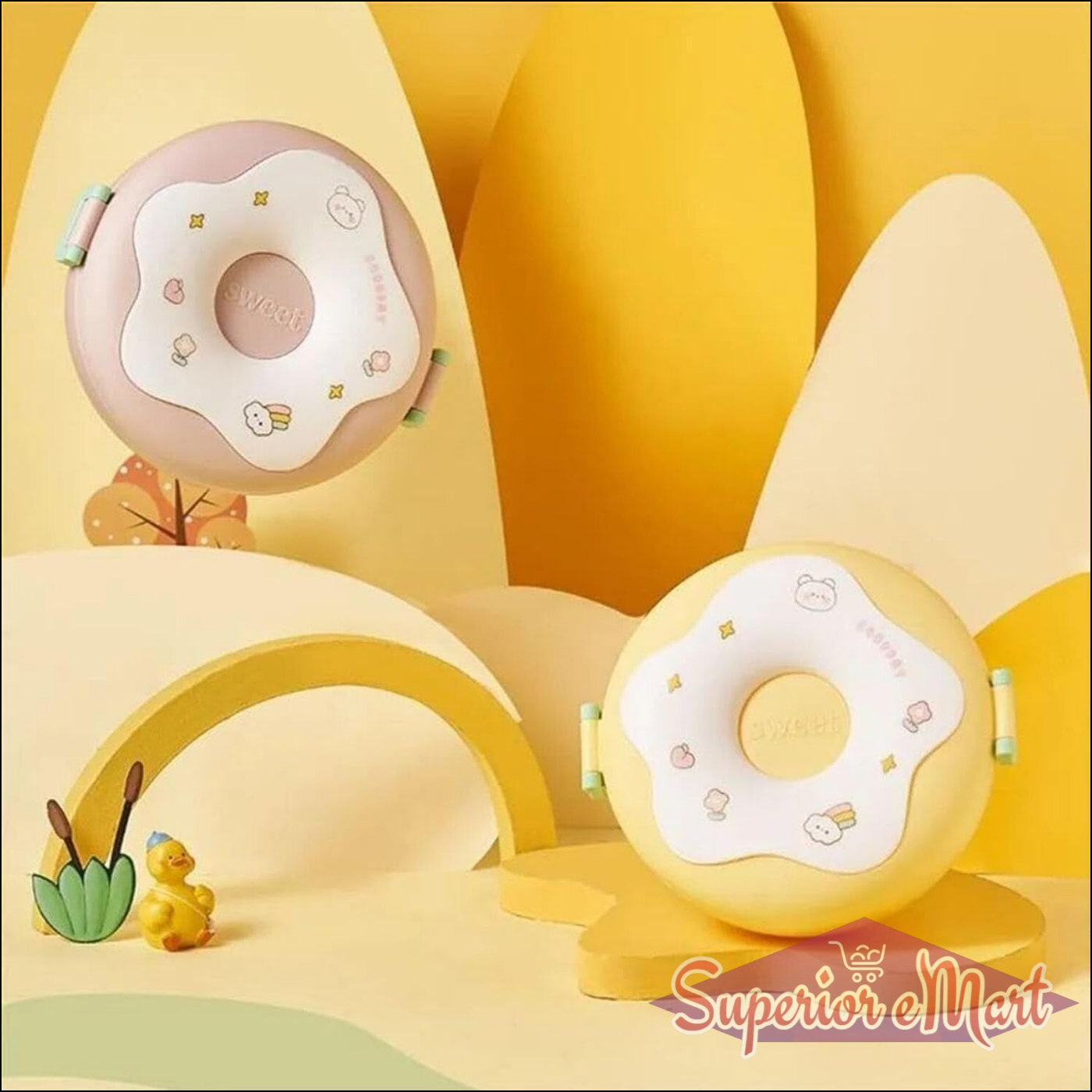 Donut Shaped Double Insulated 3 Compartment Lunch Box 1 Pc Mix Color - Superior eMart
