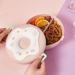 Cute donut shaped lunch box with colorful compartments for snacks and meals