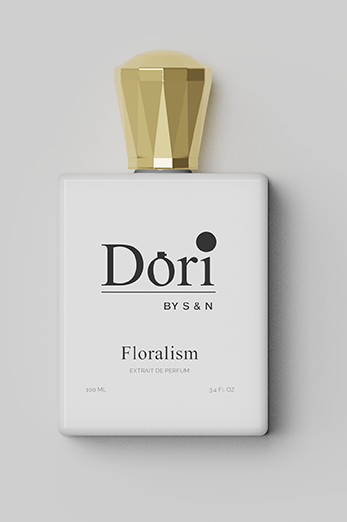 Floralism Women Perfume by Dori in a sleek white bottle with a gold cap and elegant design