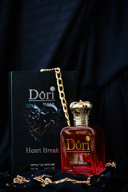 Dori Heart Break Unisex Perfume Bottle with Elegant Gold Crown Cap and Stylish Box