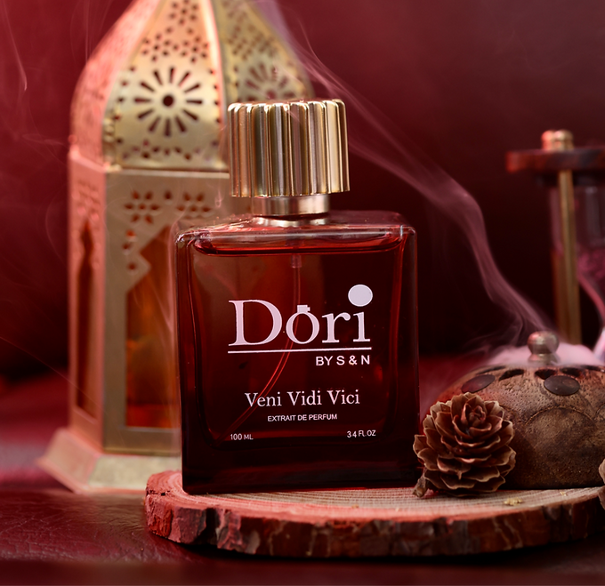 Dori by S&N Veni Vidi Vici Men Perfume in an Elegant Bottle with Decorative Lantern and Floral Accents