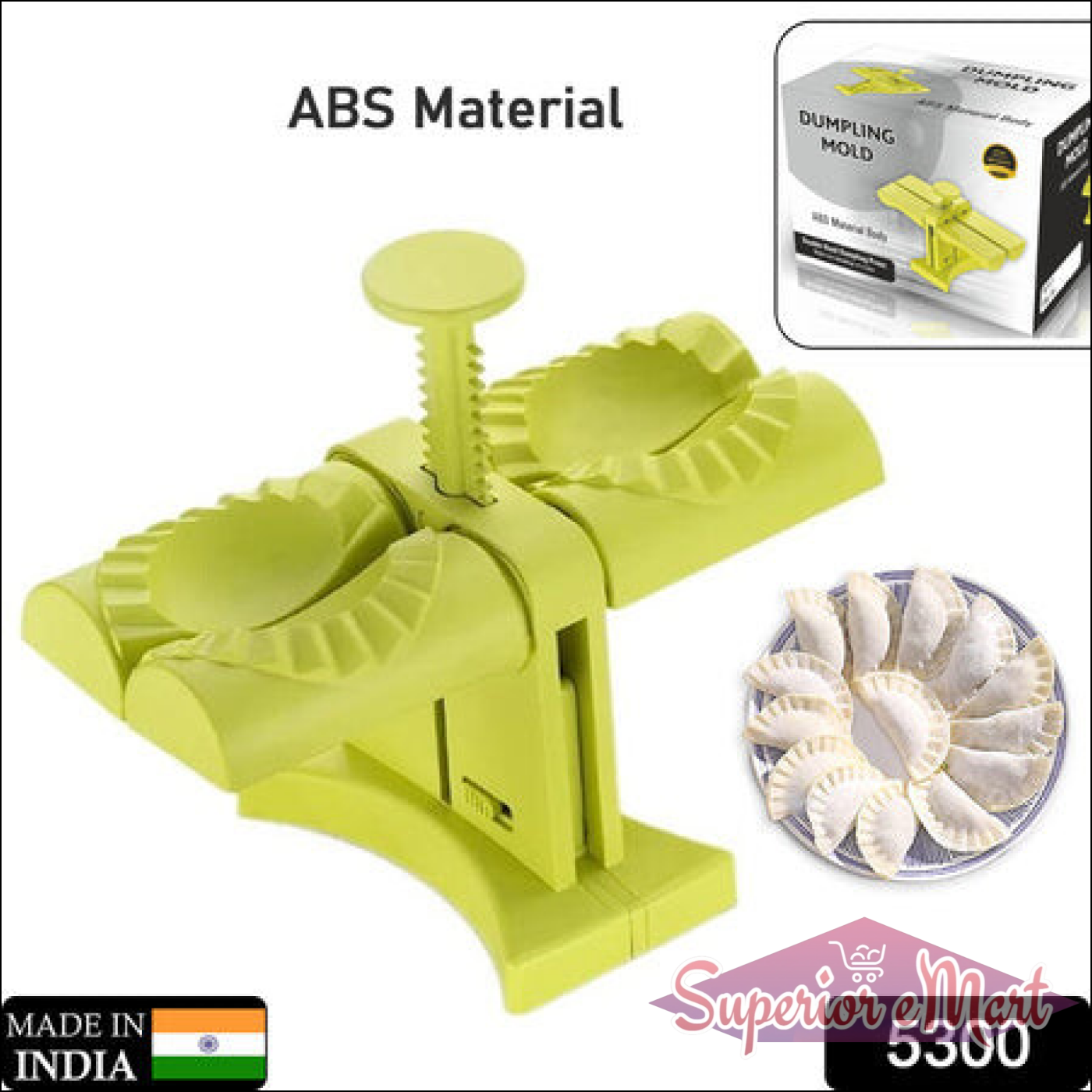 Green double head dumpling maker made of ABS material for easy dumpling preparation