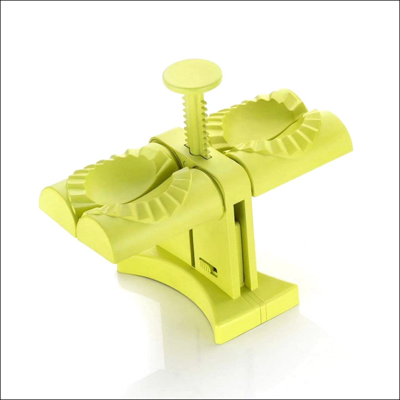 Green double head dumpling maker for easy and quick dumpling preparation at home