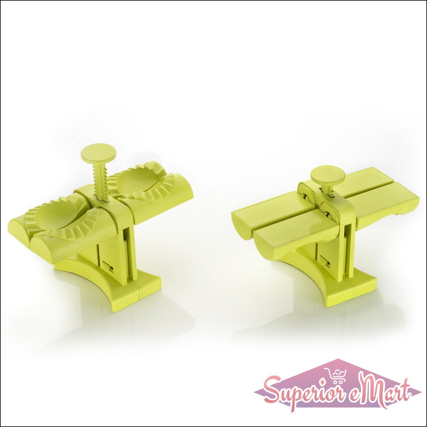 Double head dumpling maker tool in green for quick and easy dumpling preparation