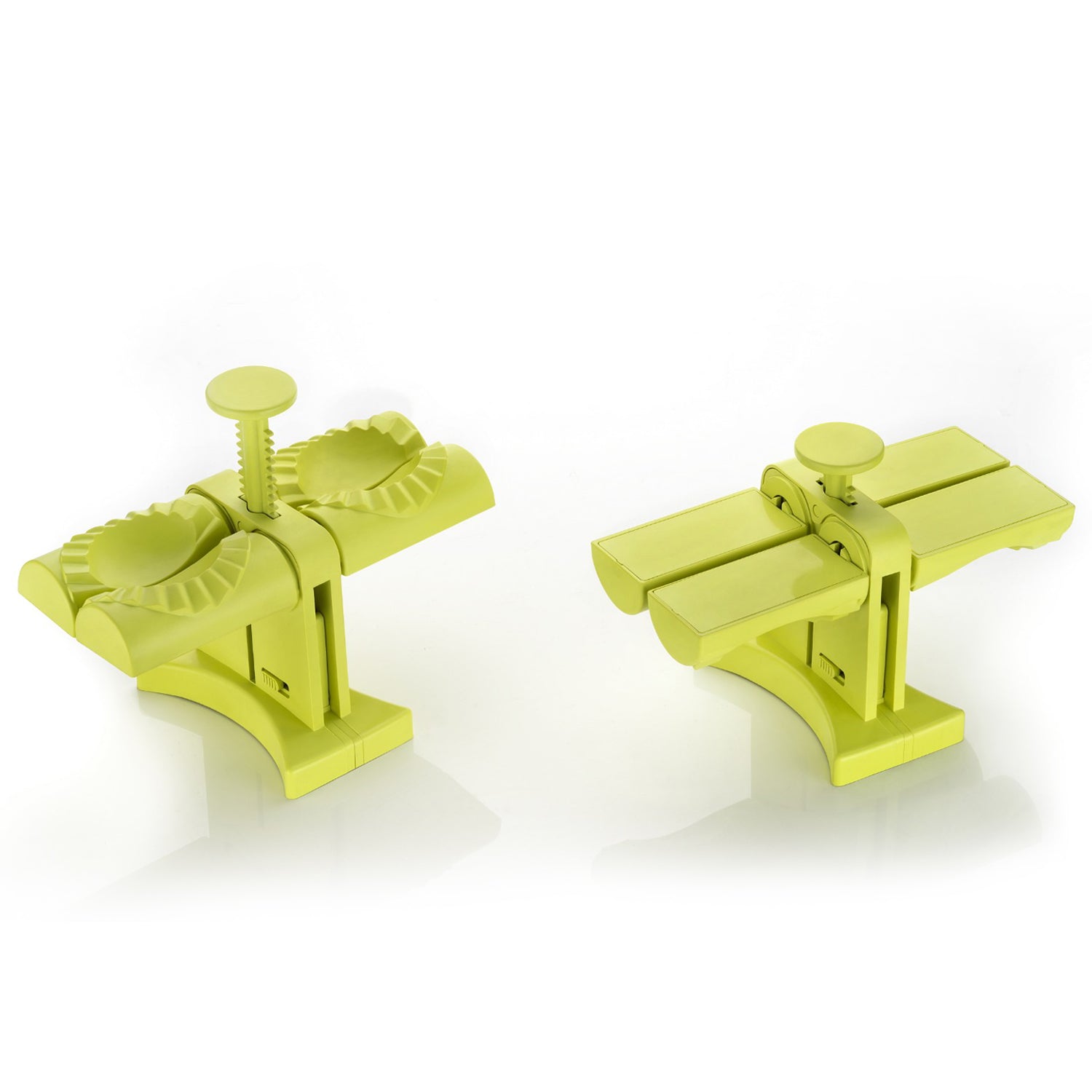 Double head dumpling maker tool in green for quick and easy dumpling preparation
