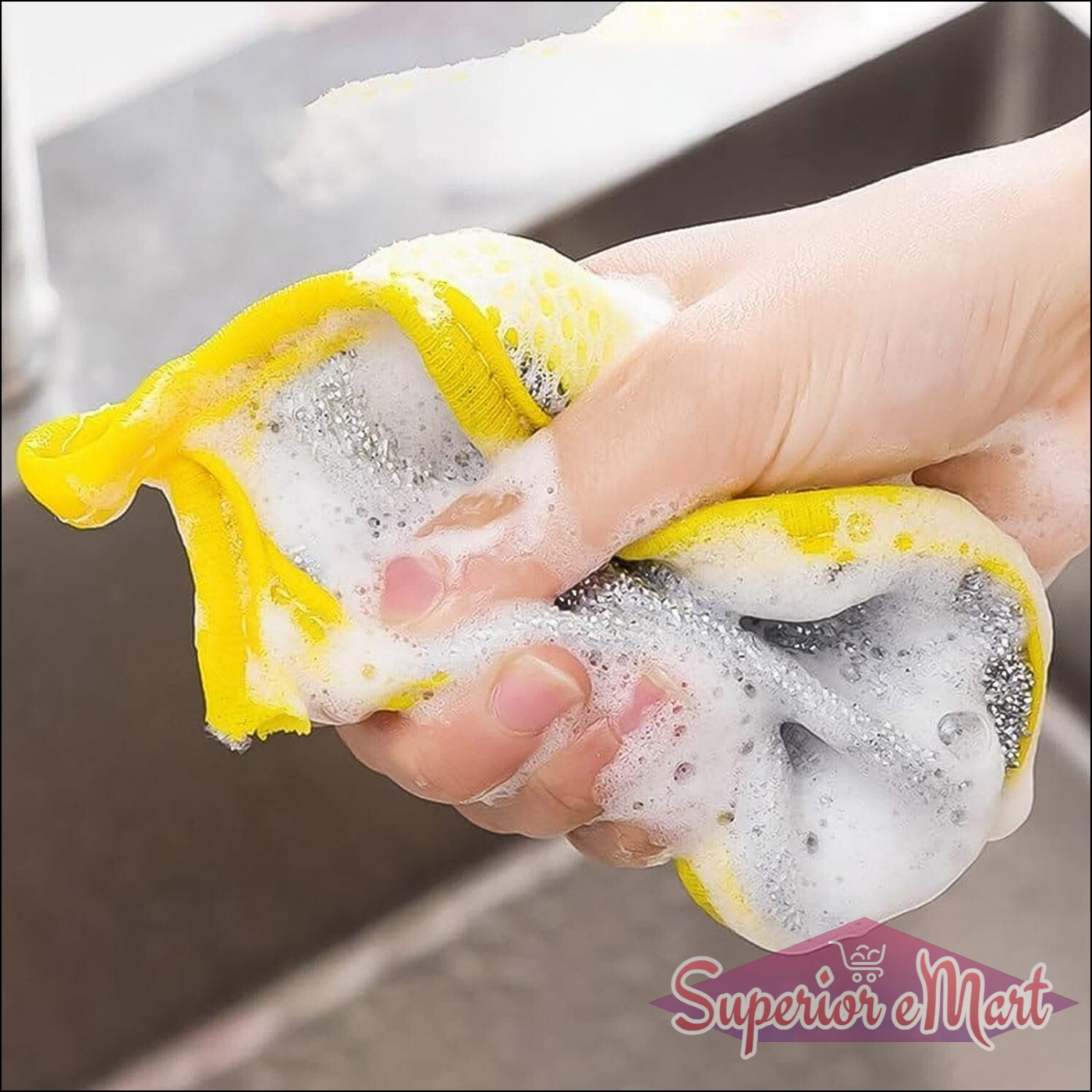 Double-Sided Dishwashing Sponge - Durable & Easy Grip - Superior eMart