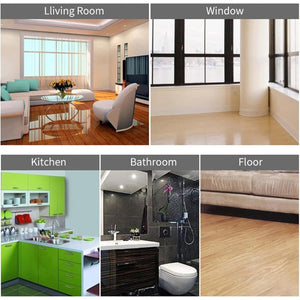 Double sided microfiber glove for efficient cleaning in various home areas like living room, kitchen, and bathroom