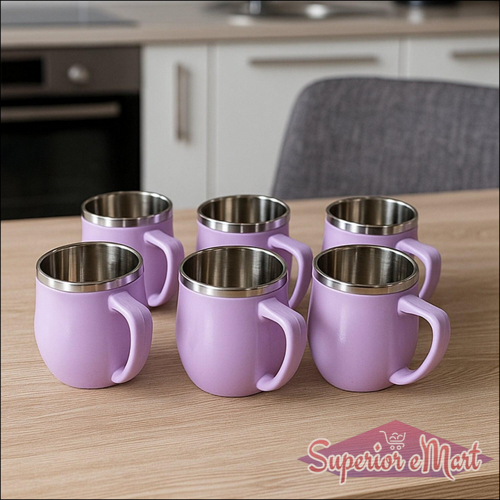 Double Wall Stainless Steel Mug Set (6pc200ml) - Superior eMart