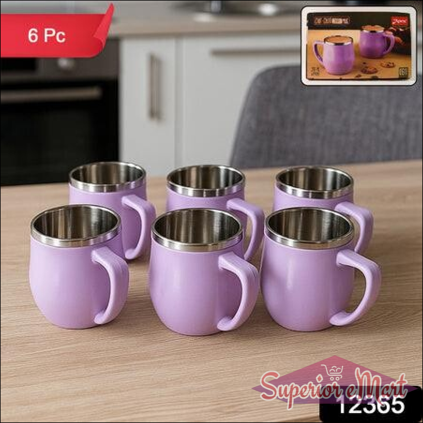 Double Wall Stainless Steel Mug Set (6pc200ml) - Superior eMart