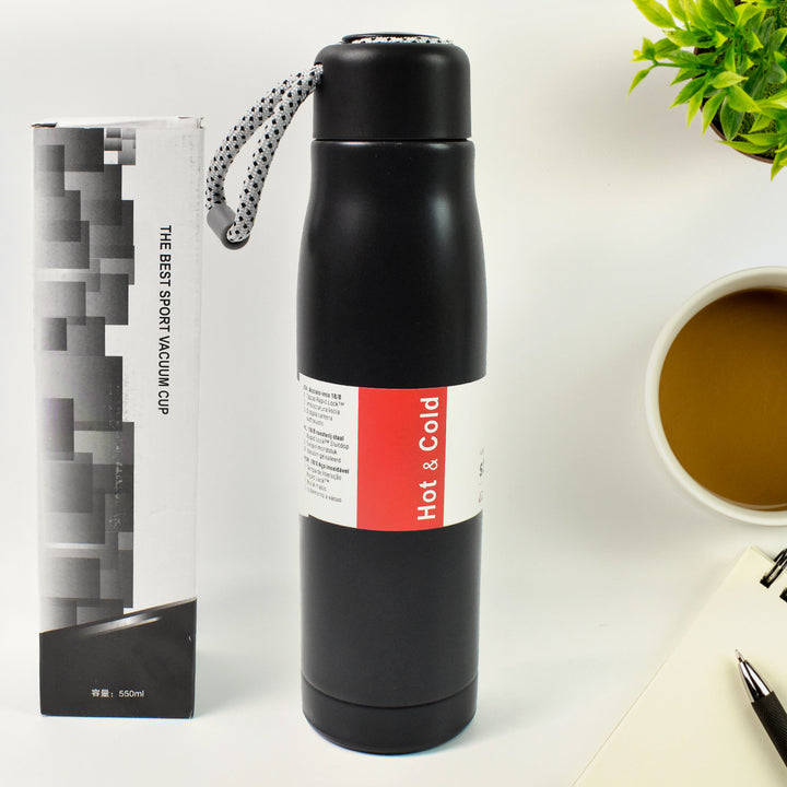 Superior eMart double wall vacuum insulated water bottle in black, perfect for hot and cold beverages