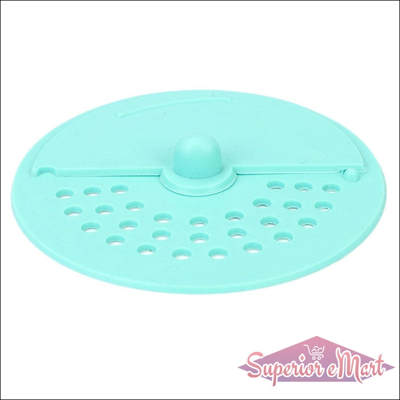 Durable anti-odor drain cover for bathroom in teal color designed to prevent odors and block debris