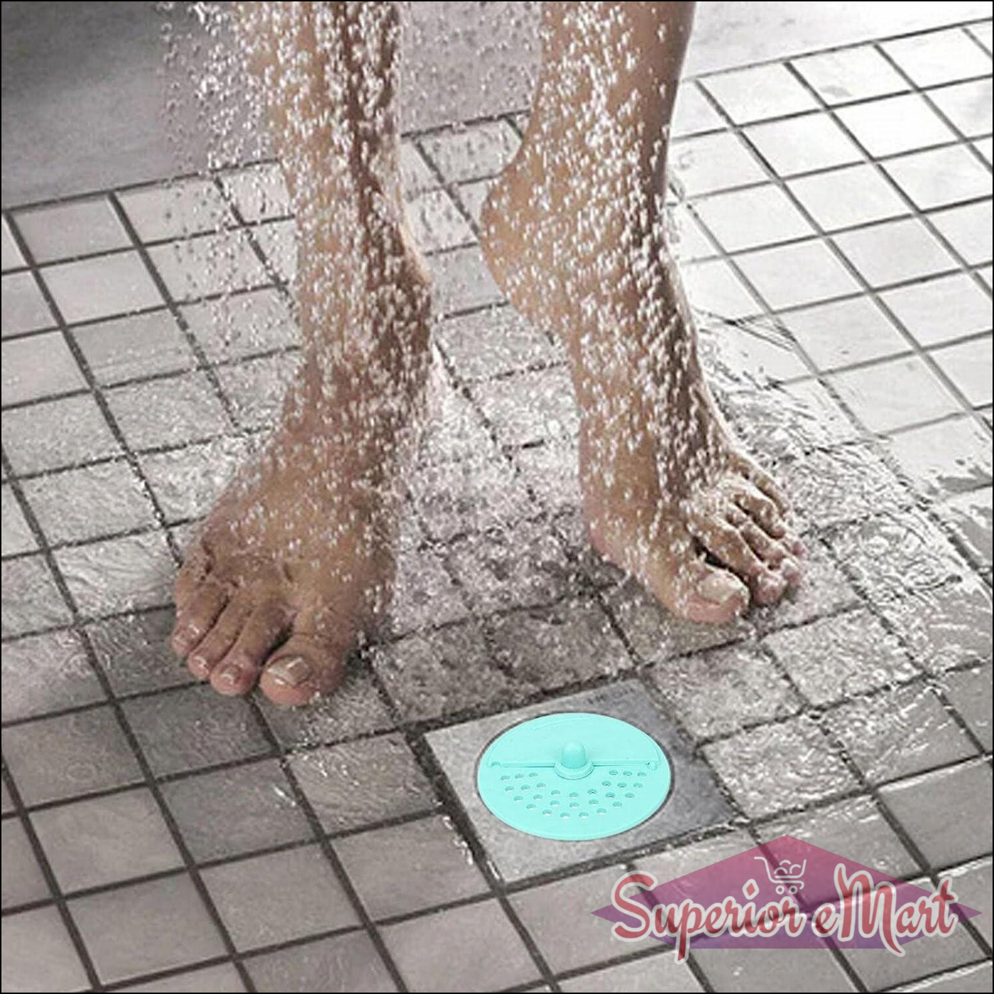 Superior eMart anti-odor drain cover for bathroom, designed to prevent odors while showering.