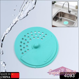 Light blue anti-odor drain cover for bathroom sink to prevent clogs and odors