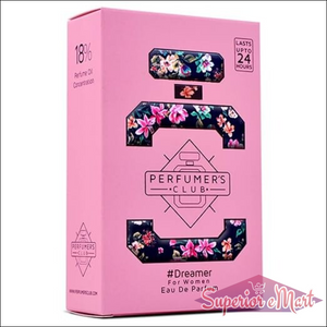 Pink packaging of #Dreamer Eau De Parfum for women from Superior eMart, featuring floral design, luxury perfume for women