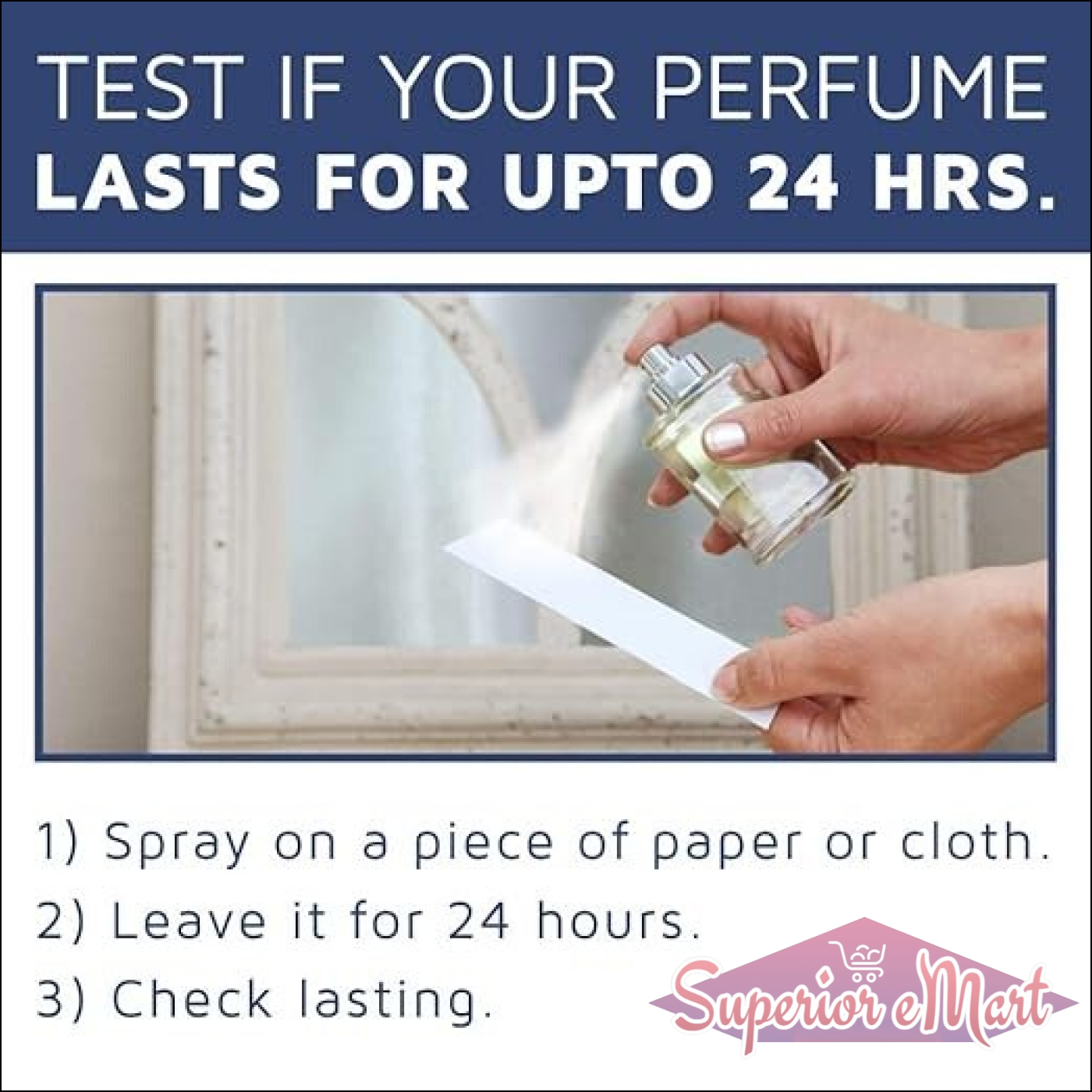 Instructions for testing if your luxury perfume for women lasts up to 24 hours on paper or cloth