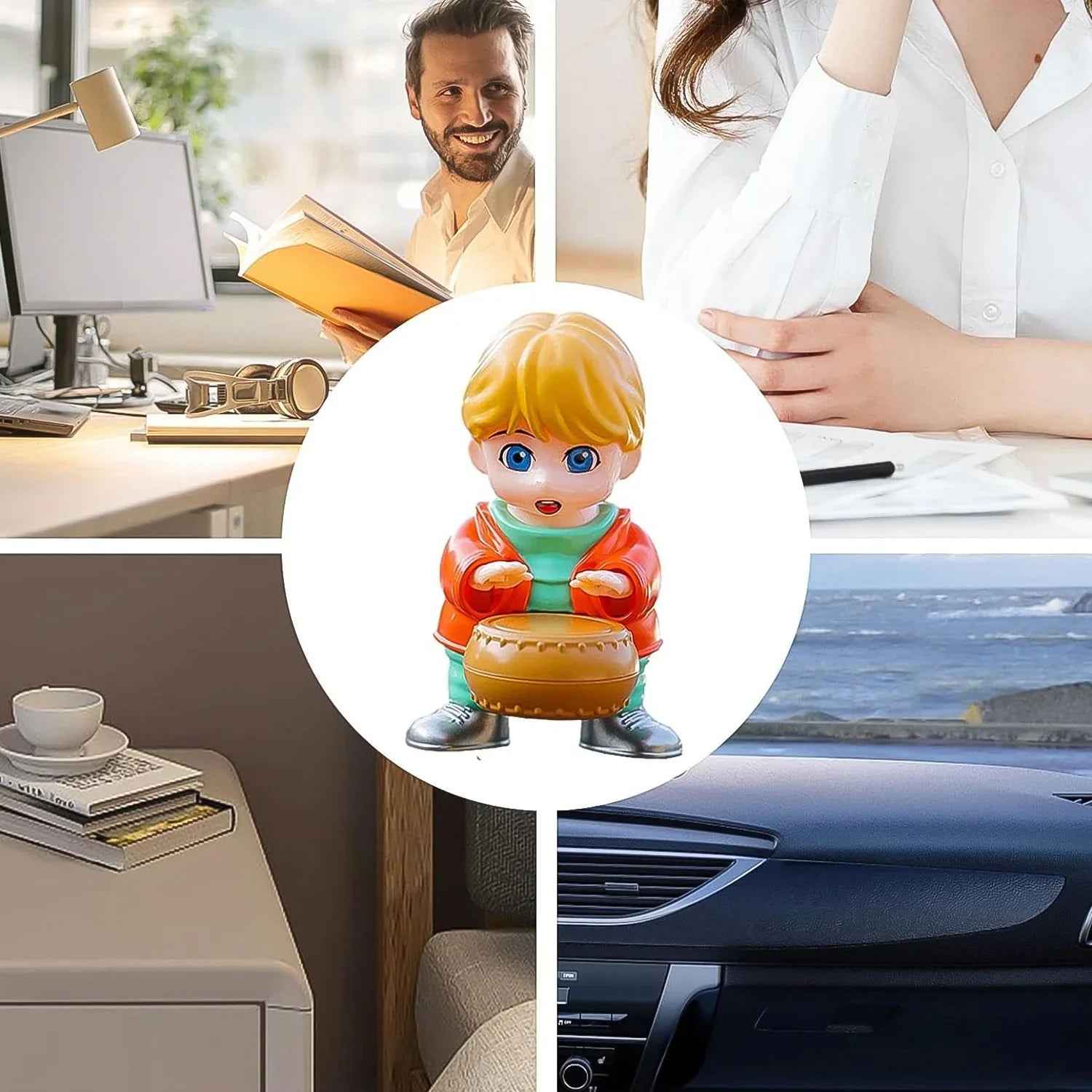 Drummer car air freshener in cartoon style for a fun touch in your vehicle's interior