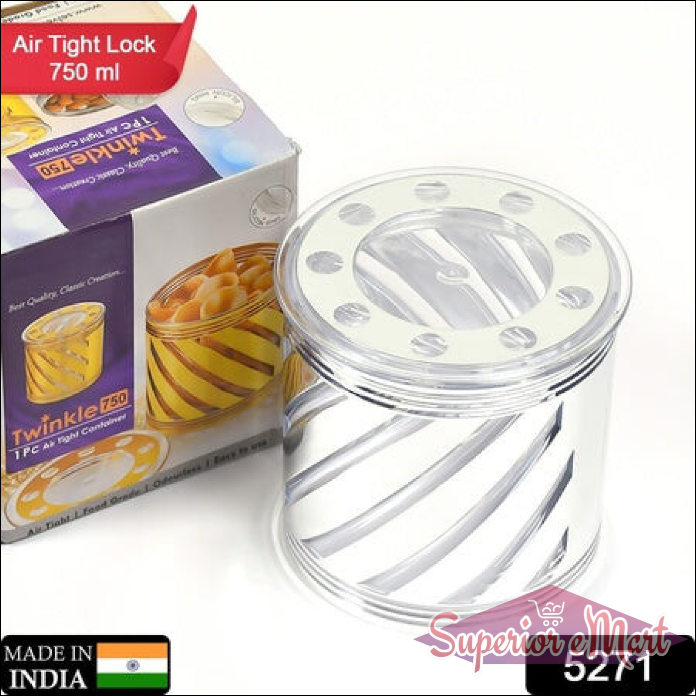 Twinkle 750 ml dry fruit storage container airtight with twist design and air-tight lid