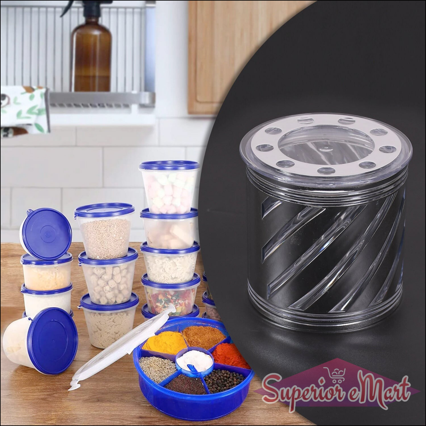 Airtight dry fruit storage container with clear design for kitchen organization and freshness