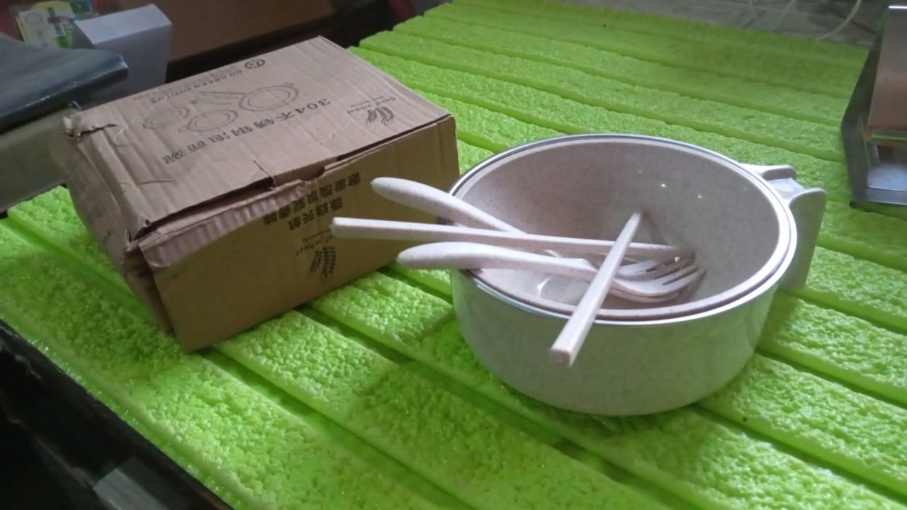 Rice Bowl Noodle 1 Bowl with 1 Lid and Handle Wheat Straw Noodle Bowls with Whea - 5606_snacks_bowl_with_lid_6pcs