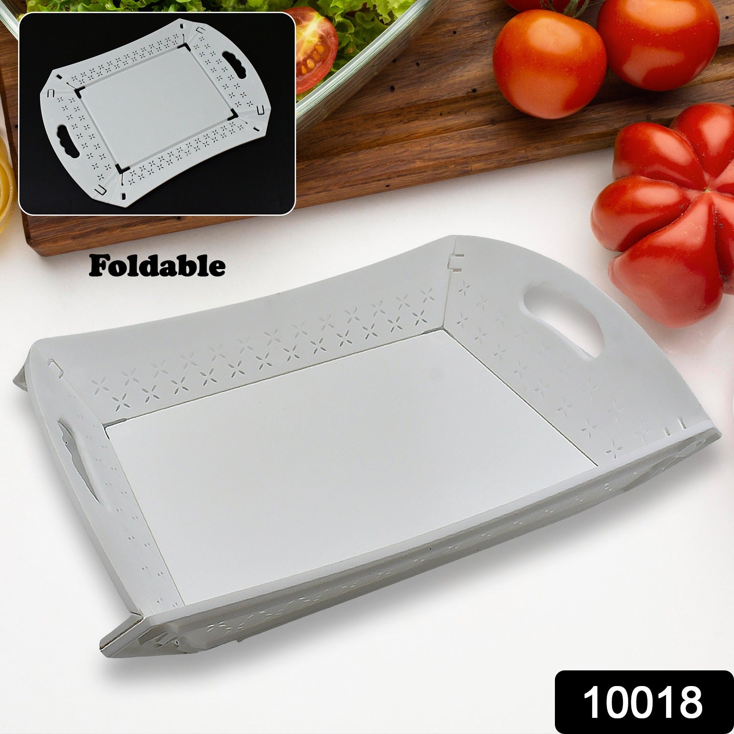 Foldable Serving Tray Plastic Serving Tray With Handle Serving Tray For Food, K - 10018_foldable_serving_tray_1pc