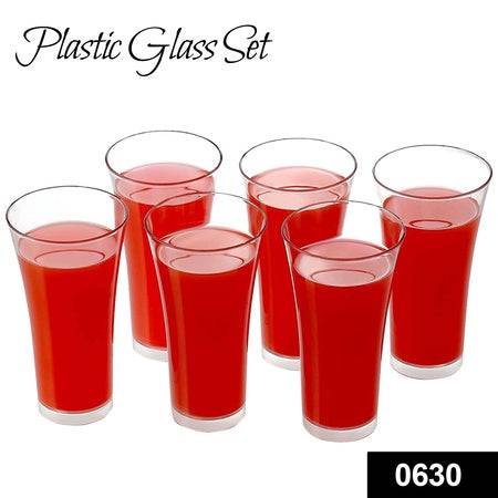 0630 Stylish Look Plastic Juicy Glass Transparent Glasses Set 300ml (6pcs) - Superior eMart