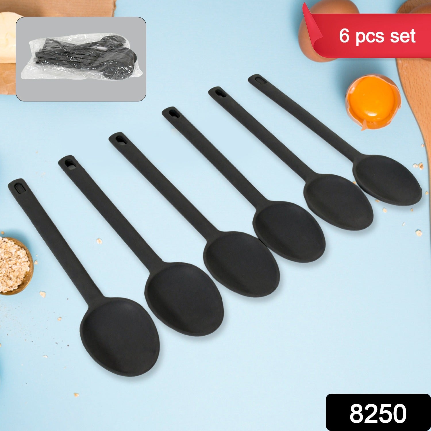 Multipurpose Silicone Spoon, Silicone Basting Spoon Non-Stick Kitchen Utensils H - 8250_silicone_cooking_spoon_6pc_no55