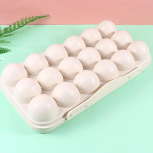 18 grid egg holder for fridge in white, perfect for organizing eggs securely and efficiently