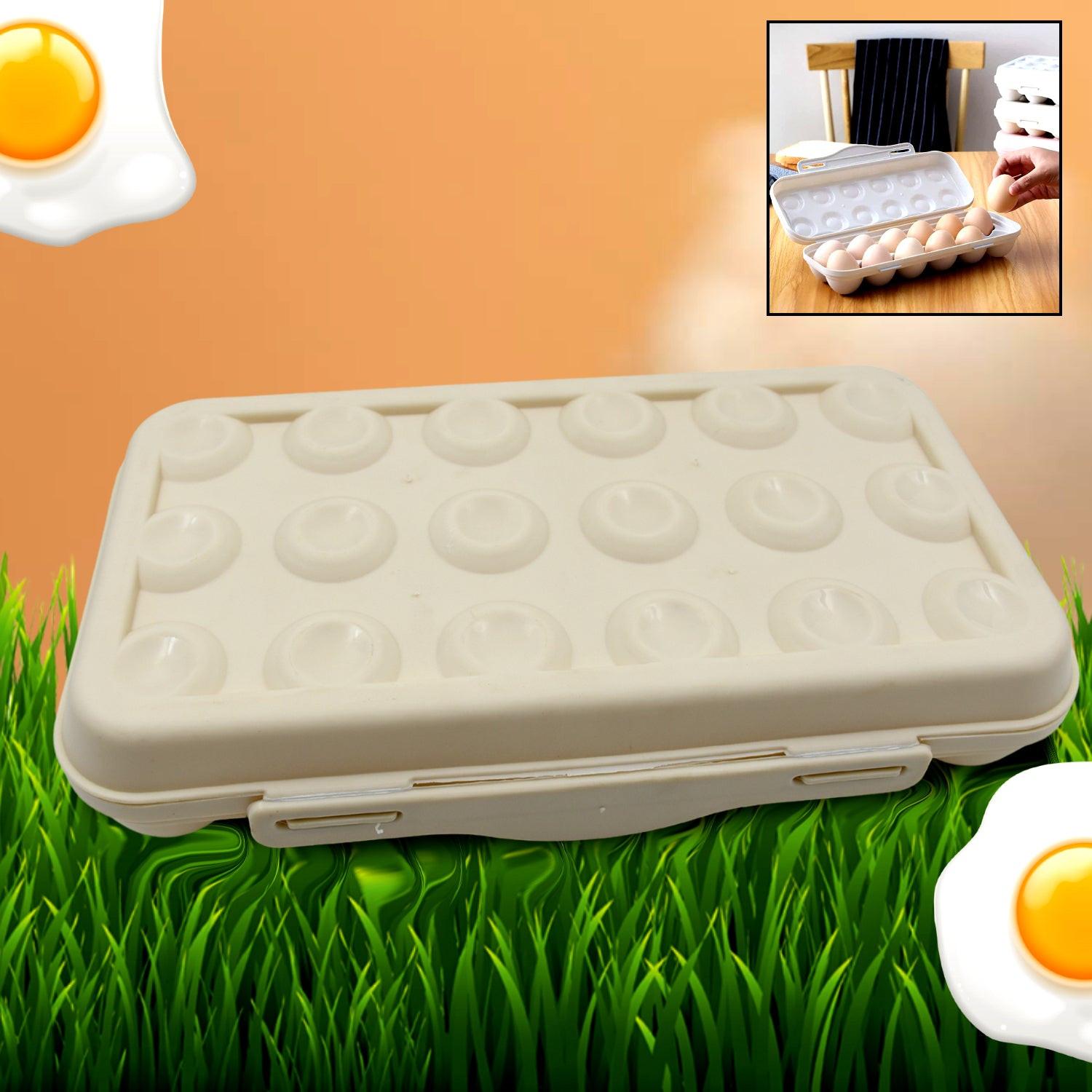 18 grid egg holder for fridge in durable plastic, ideal for organizing eggs safely