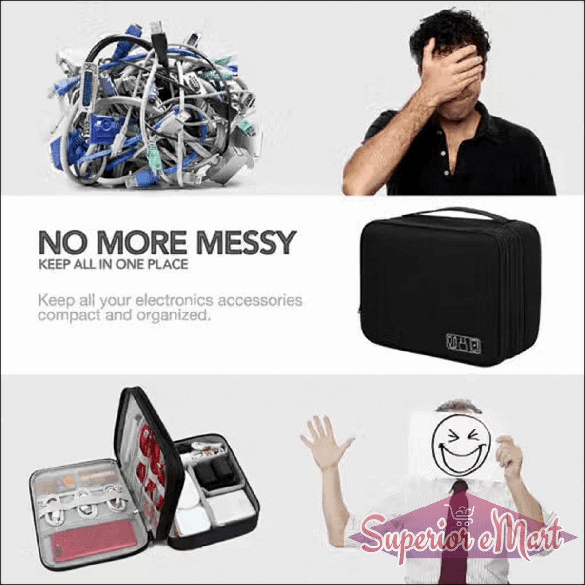 Electronics Accessories Organizer Bag Universal Carry Travel Gadget Bag for Cables Plug and More Perfect Size Fits