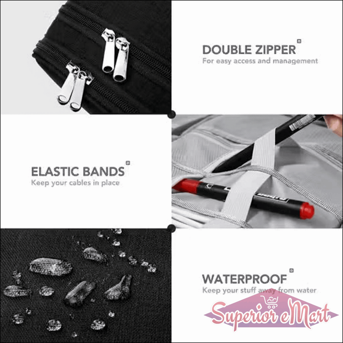 Electronics Accessories Organizer Bag Universal Carry Travel Gadget Bag for Cables Plug and More Perfect Size Fits