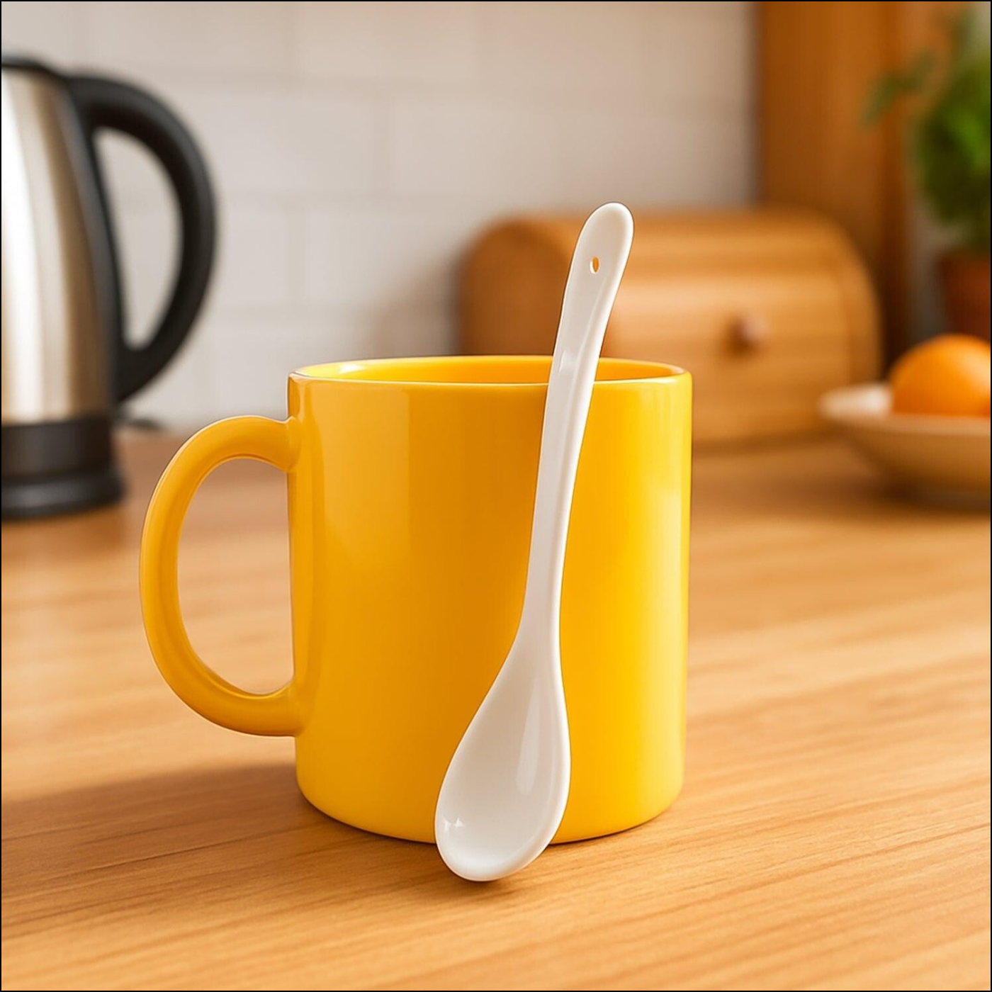 Elegant Ceramic Mug With Matching Spoon - Superior eMart