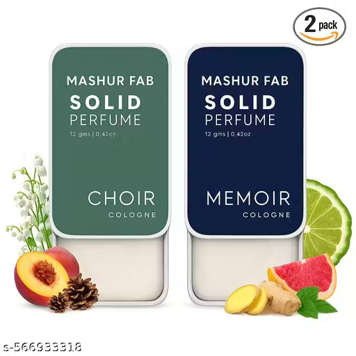 Solid Perfume Combo – CHOIR & MEMOIR | 2-Pack | Alcohol-Free Long-Lasting Balm | 12g Each | Fresh & Masculine Fragrances for Men