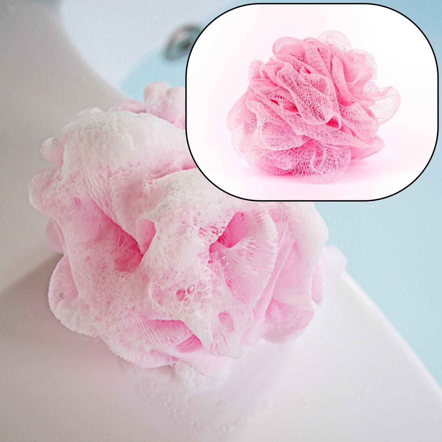 6074 Bath Shower Loofah Sponge Pouf Body Scrubber (Pack Of 6pcs) - Superior eMart