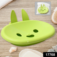 Soap Box Drain soap Box Cute Rabbit Shape Double soap Bowl Box Plastic Rack Stor - 17768_smiling_face_soap_dish