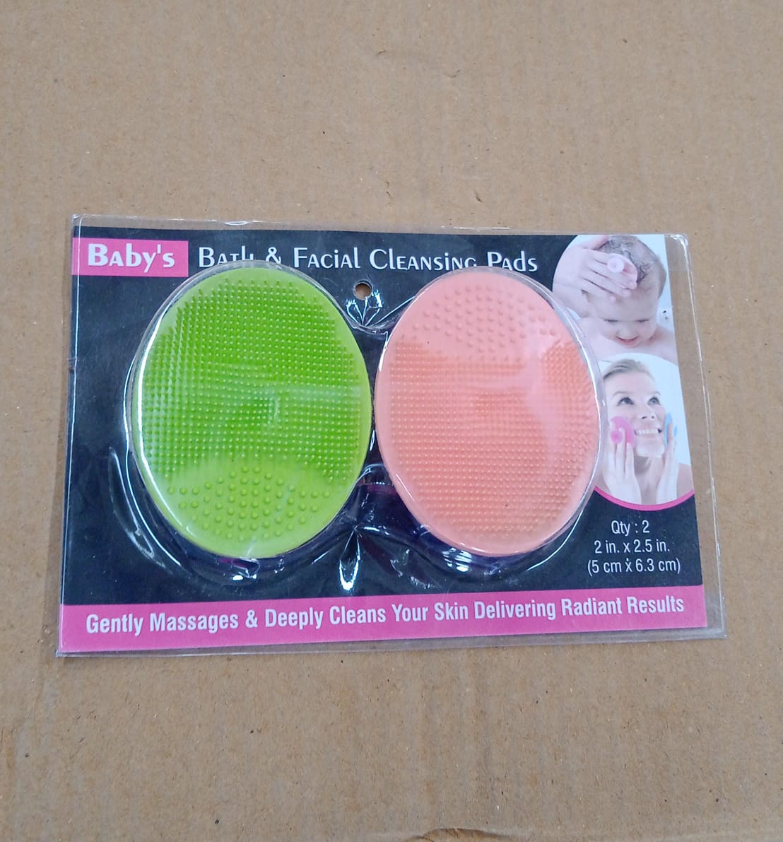 Bath & Facial Cleansing Brush, Soft Silicone Face Scrubber (2 Pc Set) - 13231_bath_n_facial_cle_pad_2pc