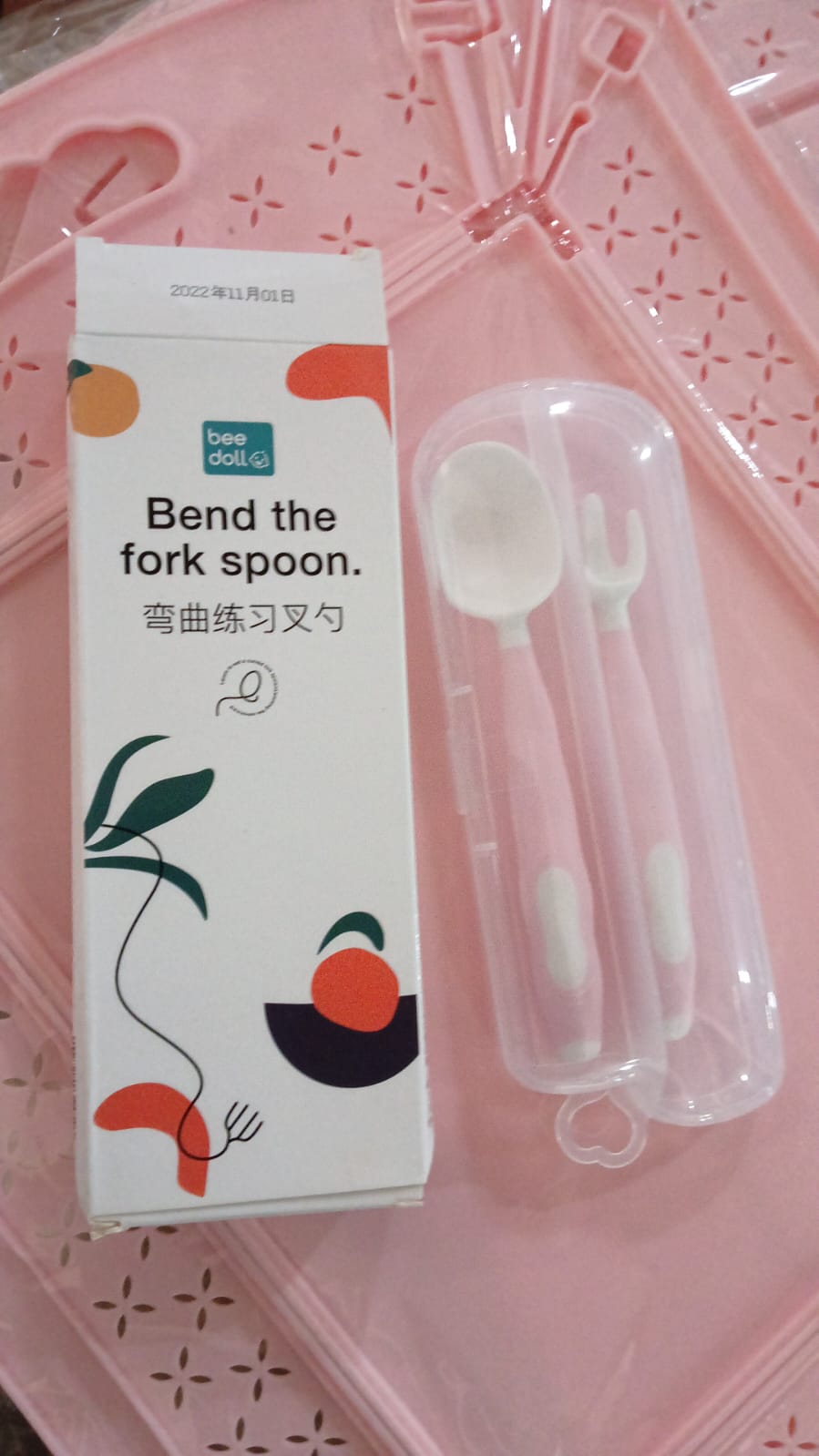 Silicone Bendable Kids Feeding Spoons And Forks, Toddler Utensils with Travel ca - 10039_bendable_spoon_n_fork_2pc