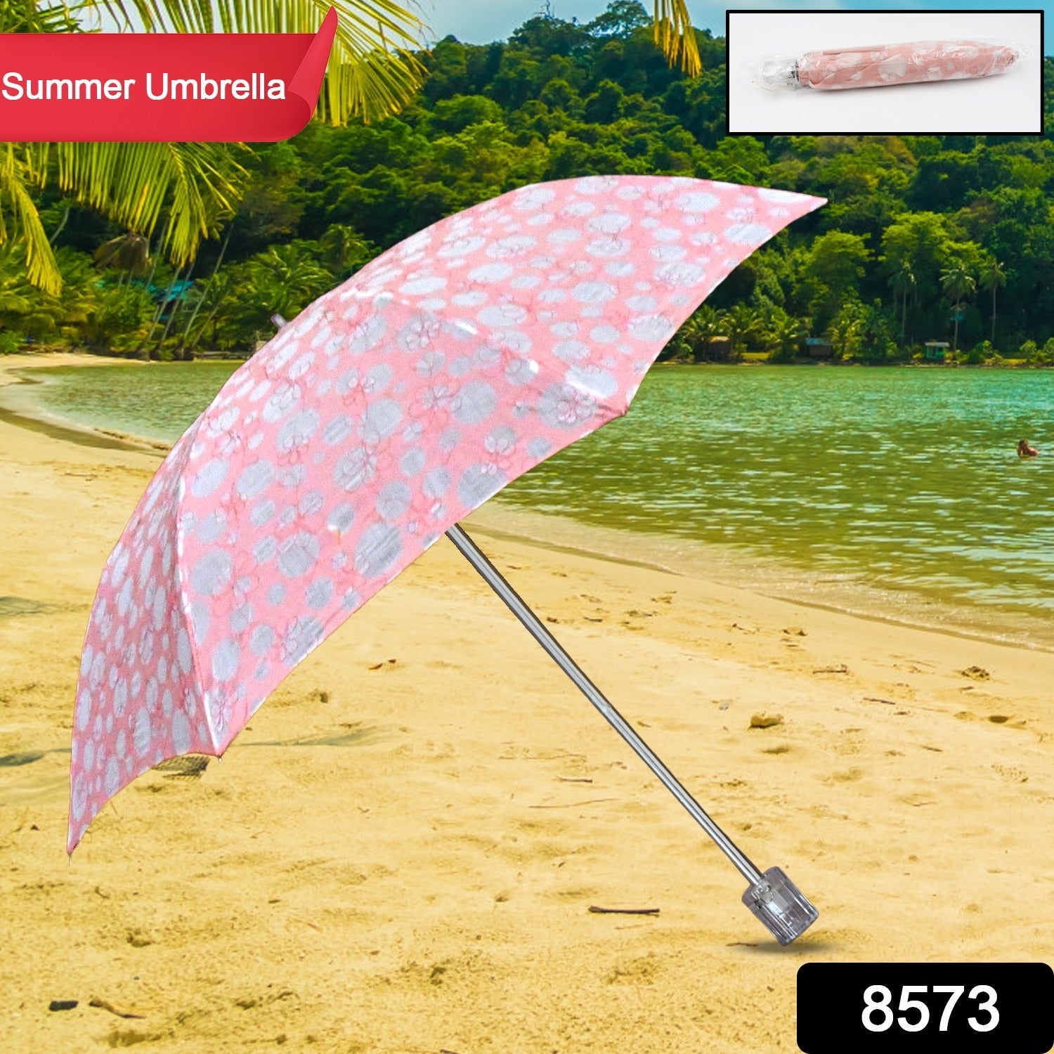 3-Fold Umbrella Summer Sun Protection Foldable Cute Umbrella || UV Protection  - 8573_foldable_umbrella_1pc_no2