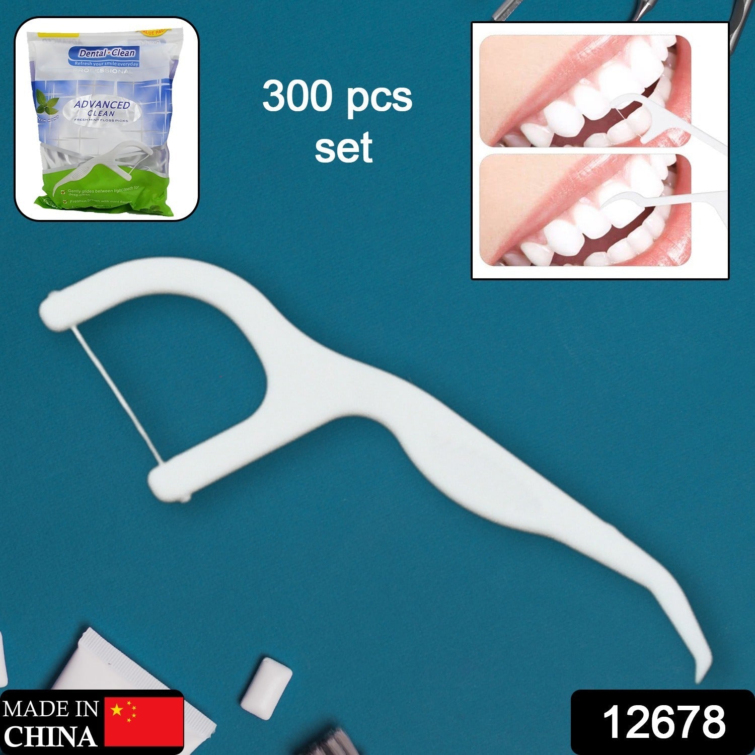 2 In 1 Tooth Picks Flosses, Portable Toothpicks, Resealable Oral Care Dental Flo - 12678_2in1_toothpick_sticks_300pc