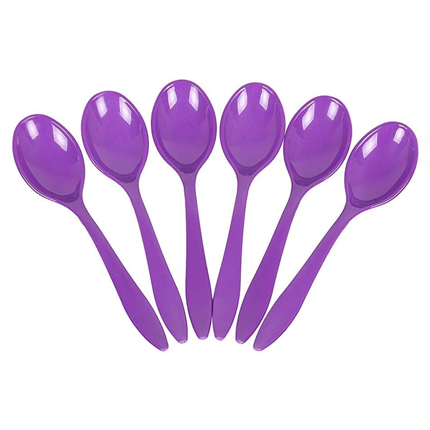 Fancy serving spoon set in vibrant purple color, perfect for entertaining and serving guests