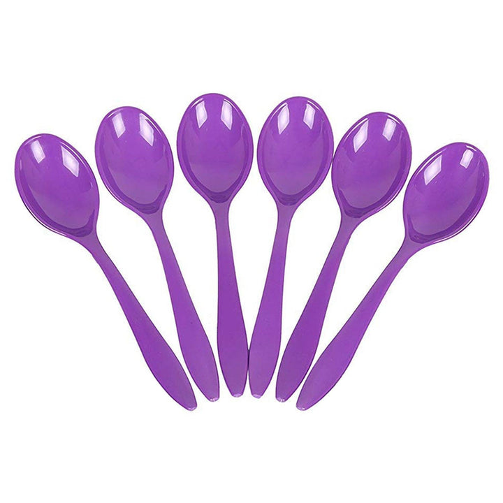 Fancy serving spoon set in vibrant purple color, perfect for entertaining and serving guests