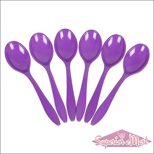 Fancy serving spoon set in vibrant purple color, perfect for entertaining and serving guests