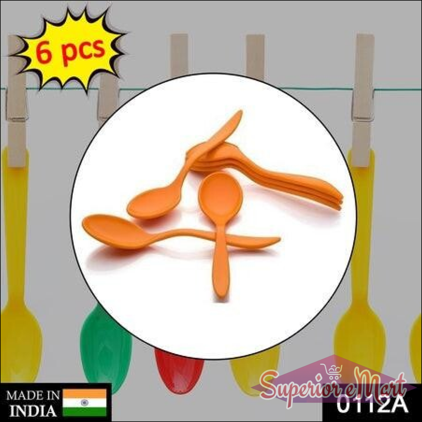 Fancy serving spoon set in orange color with six durable pieces for vibrant dining experiences