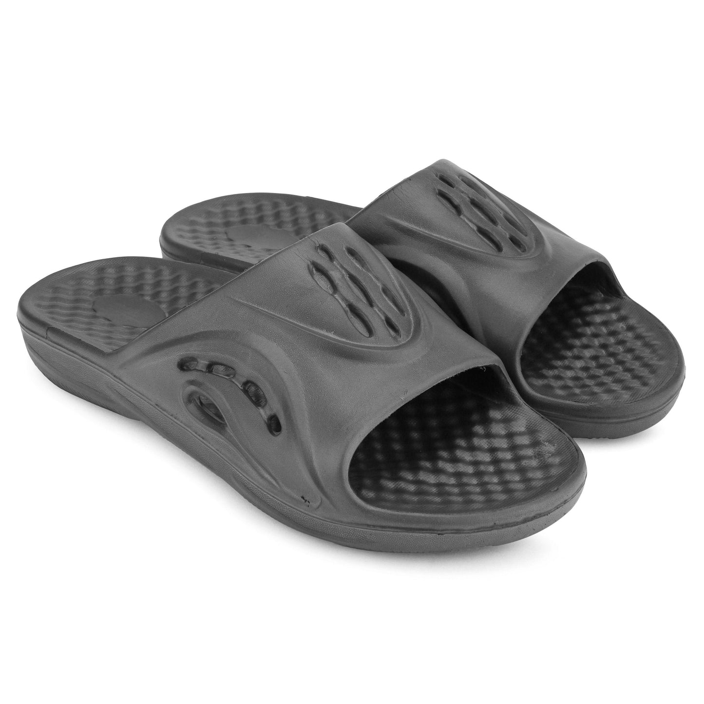 Fashionable Men's Slip-On Grey Sandals with Comfortable Footbed and Open-Toe Design