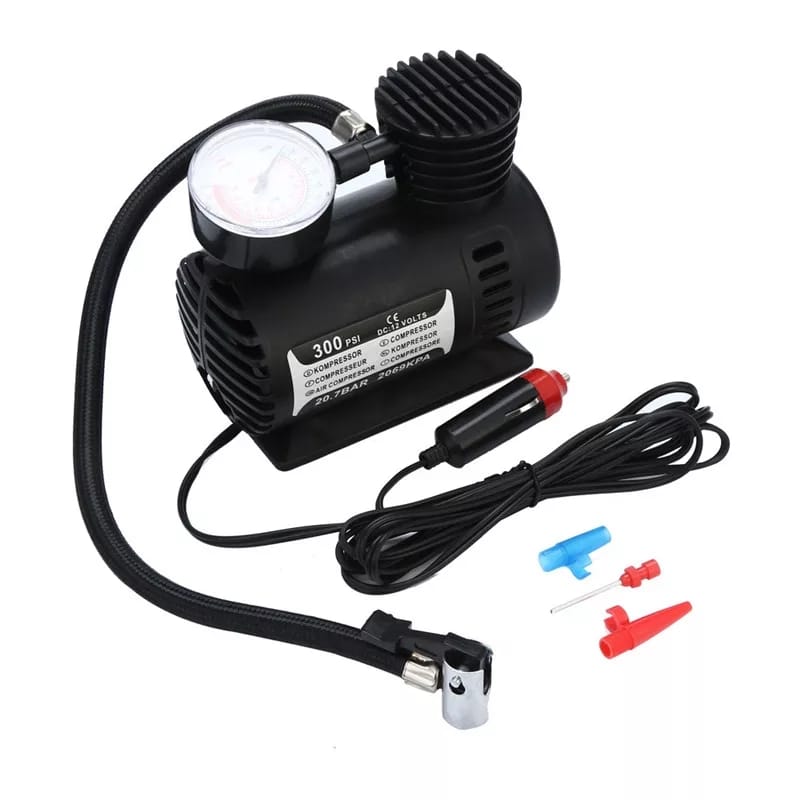 Superior eMart fast air inflation compressor with pressure gauge and multiple nozzles for quick tire inflation