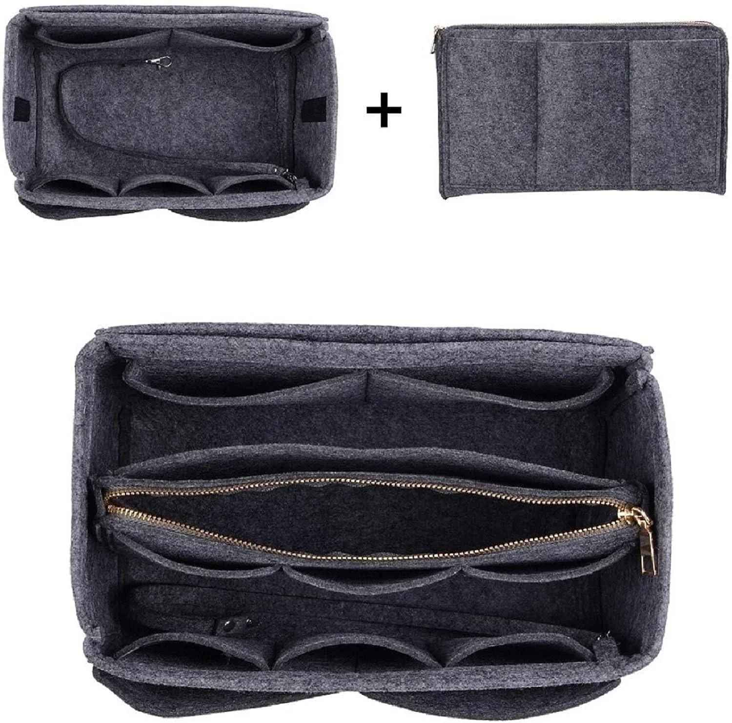 Spacious felt purse organizer with multiple compartments for easy storage and organization