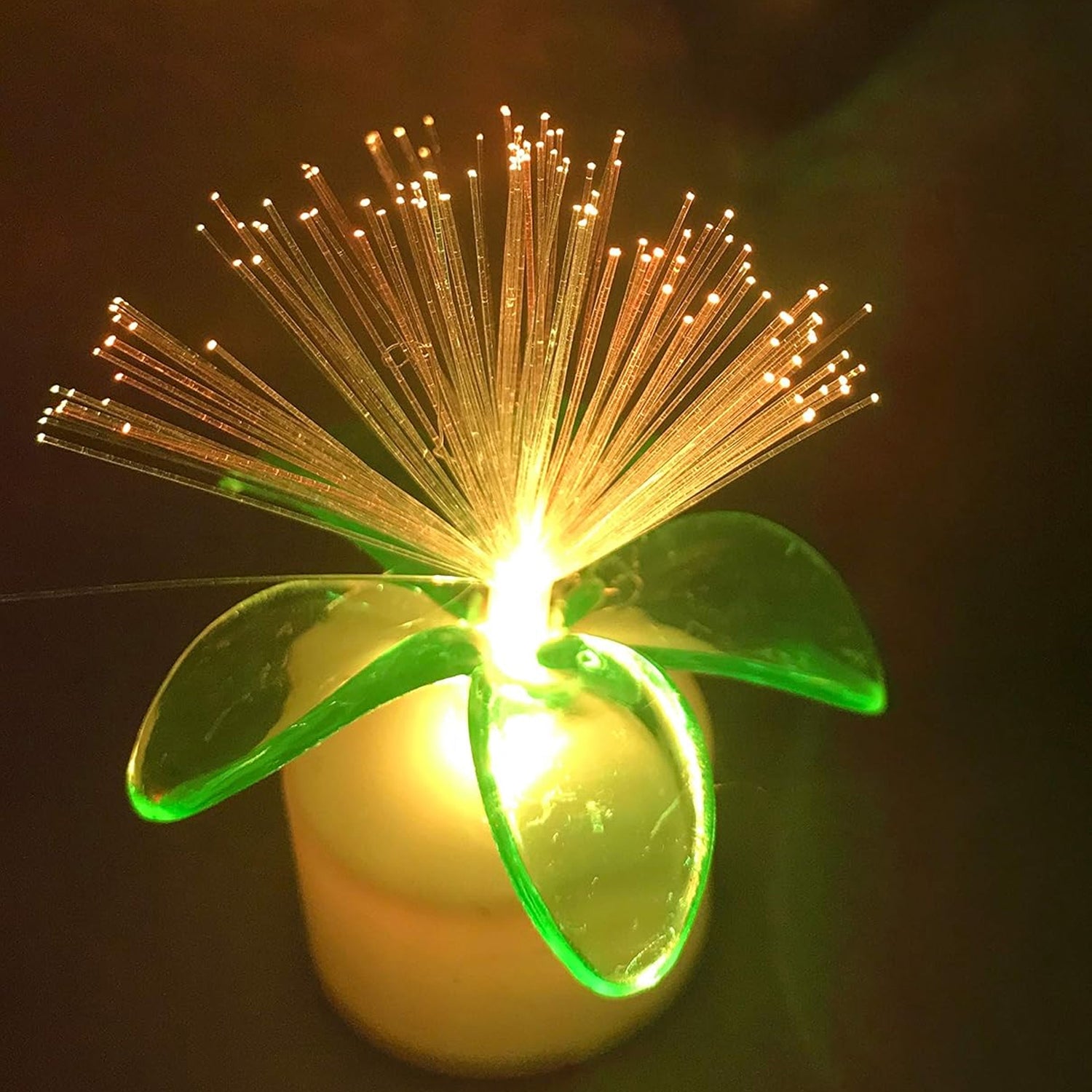 Colorful fiber optic centerpieces decor with glowing strands, perfect for festive table settings