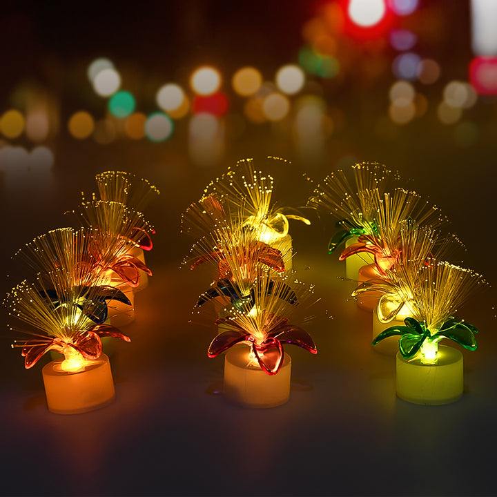 Colorful fiber optic centerpieces decor with glowing flowers for vibrant home decoration