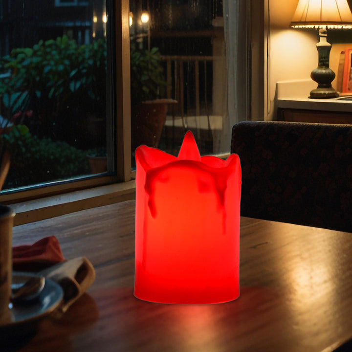 Flameless decorative candles in red, creating a cozy ambiance for home decor