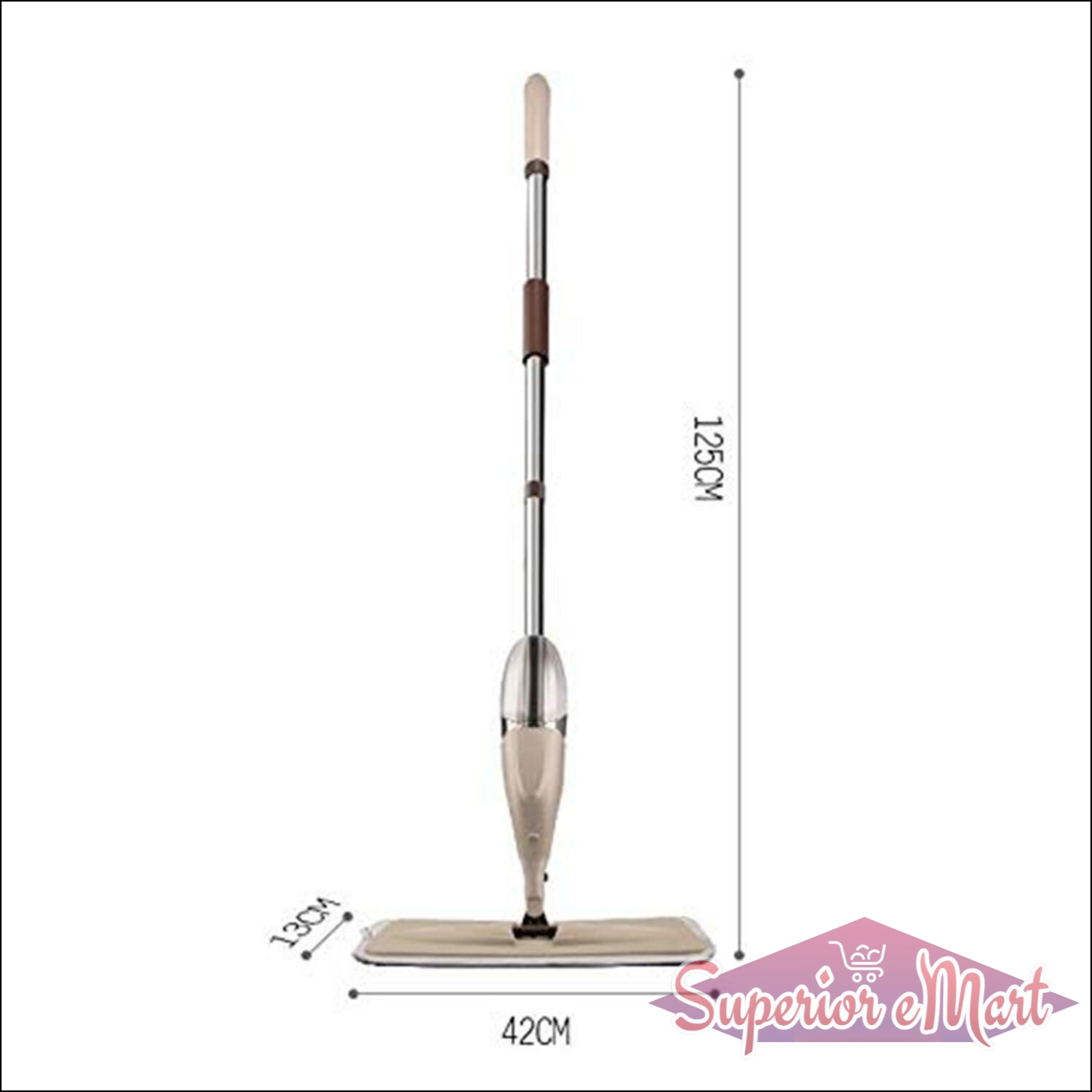 Superior eMart spray mop with washable pad featuring adjustable handle for easy cleaning