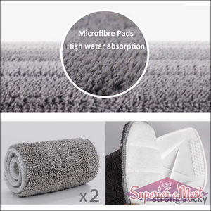 Close-up of microfibre pads showing high water absorption for spray mop with washable pad